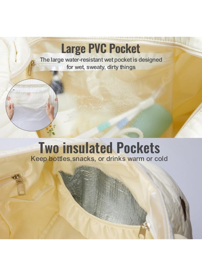 لينلي حقيبة سفر أنيقة مطرزة بسعة كبيرة بنقشة دب لطيف للحفاضات - Image 5